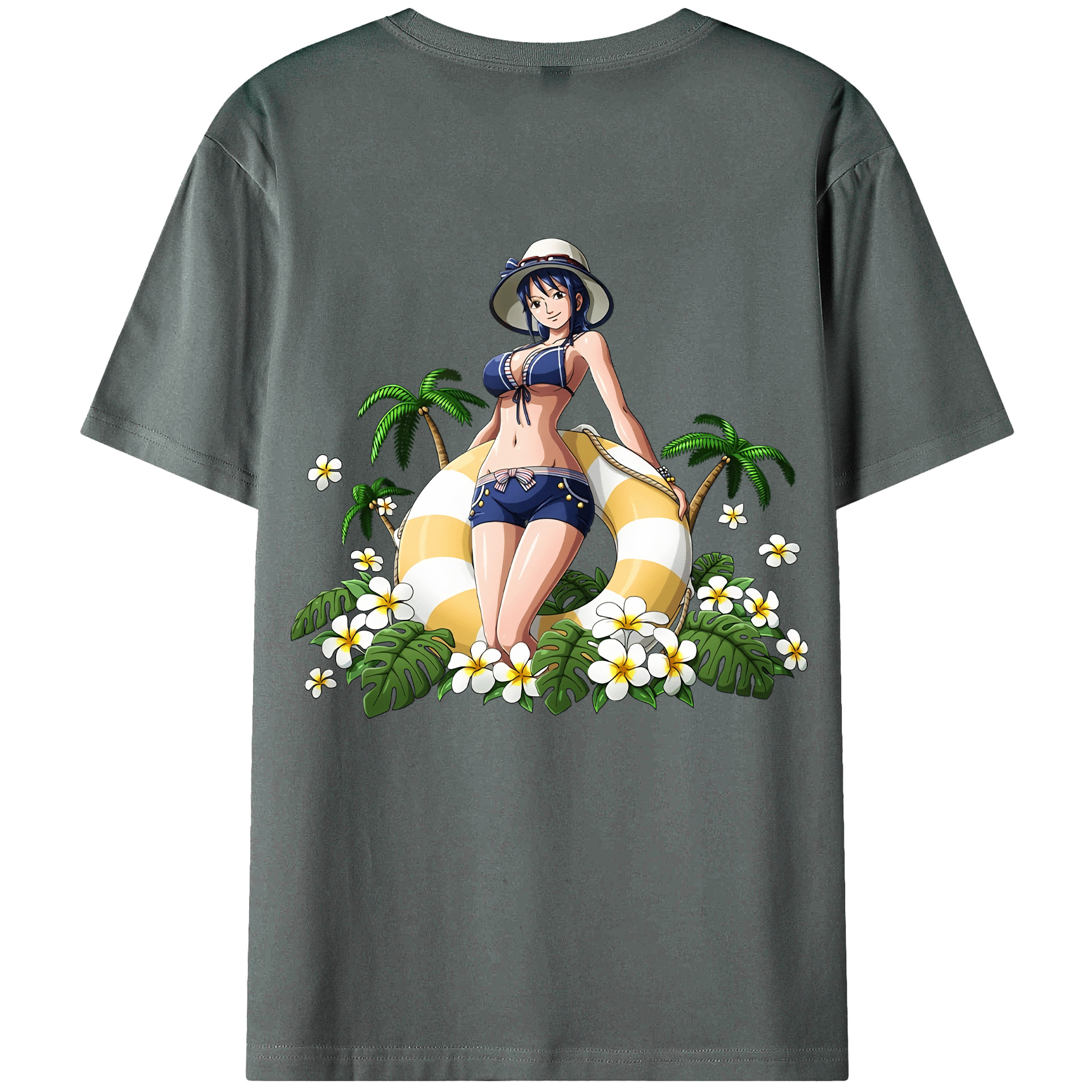 ワンピース ニコ・ロビン ONE PIECE Nico Robin 綿100％ メンズ半袖Tシャツ（バックプリント） 通気性